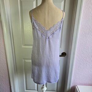 In Bloom By Jonquil Purple Textured Shimmer Satin Lace Chemise Size M Lingerie‎